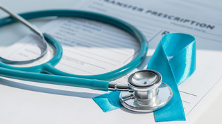 Blue ribbon symbolic of prostate cancer awareness campaign